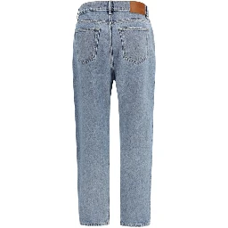 Blue Cotton Tapered Jeans
