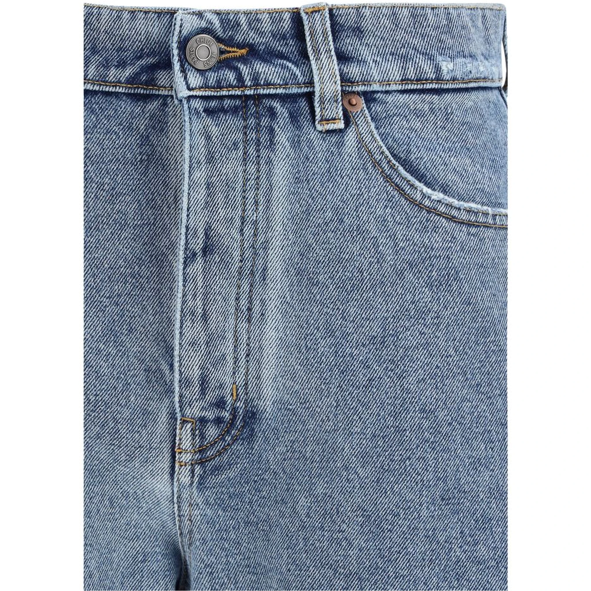 Blue Cotton Tapered Jeans
