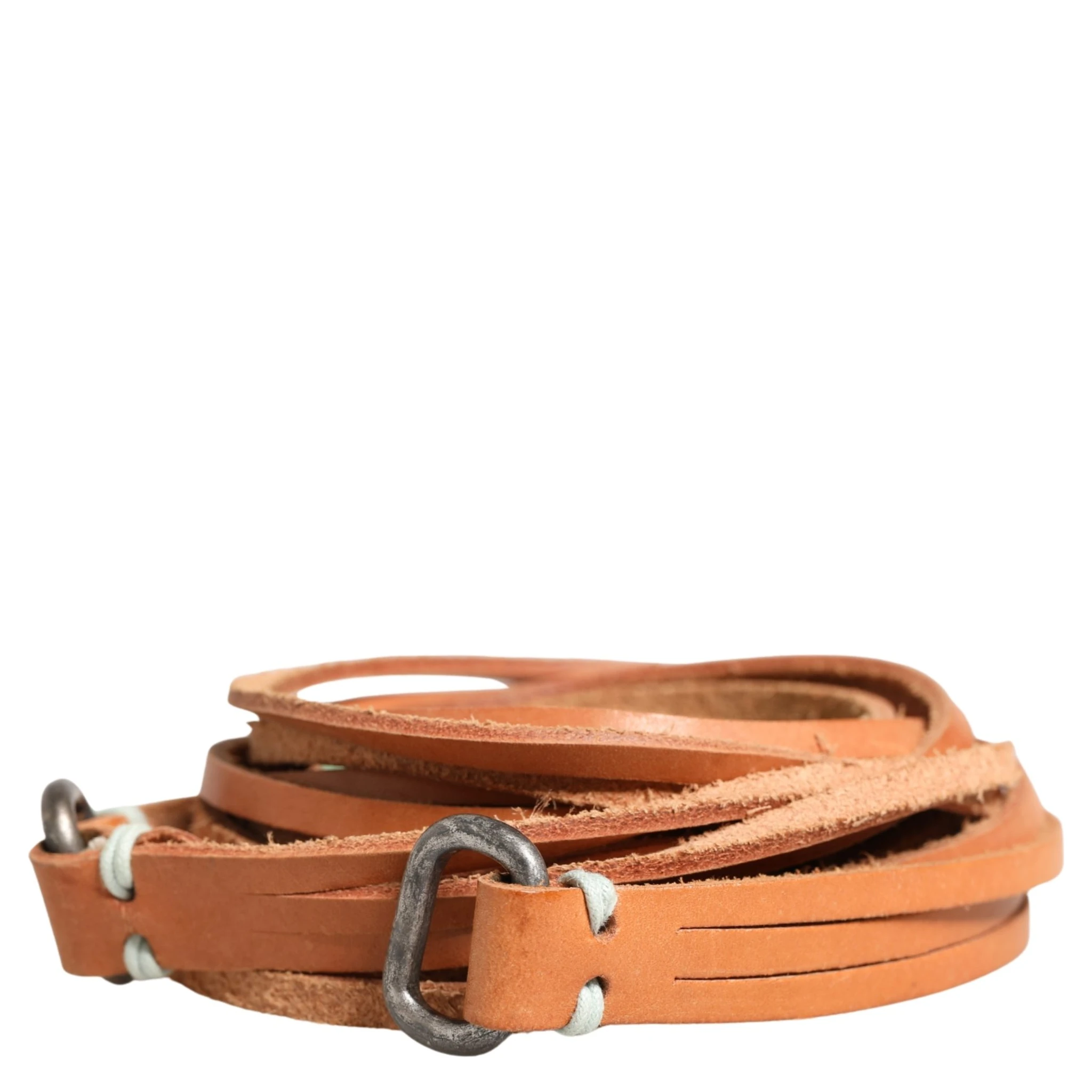 Brown Leather Silver Tone Buckle Waist Belt