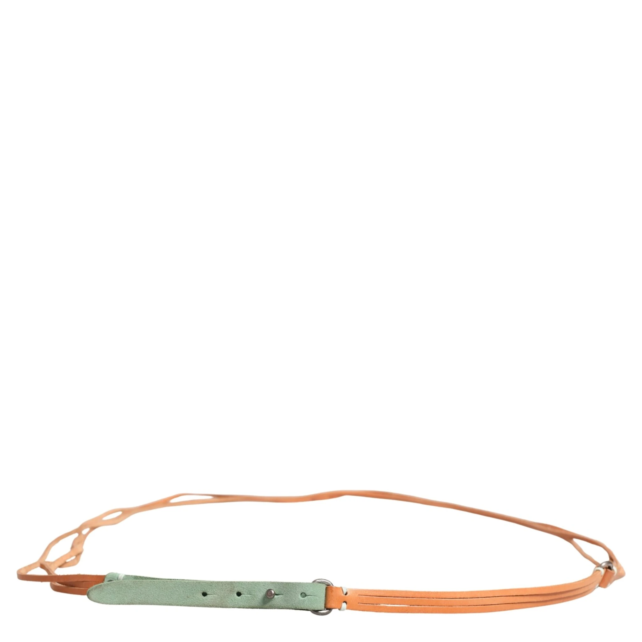 Brown Leather Silver Tone Buckle Waist Belt