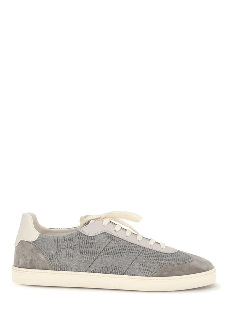 Gray Calf Leather Bos Taurus Low Top Sneakers