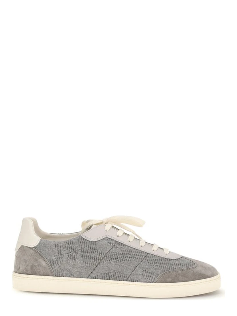 Gray Calf Leather Bos Taurus Low Top Sneakers