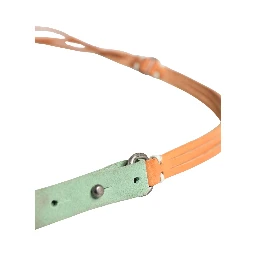 Brown Leather Silver Tone Buckle Waist Belt