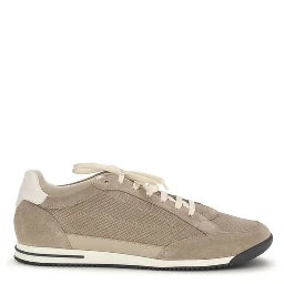 Beige Calf Leather Bos Taurus Low Top Sneakers