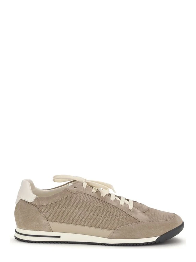 Beige Calf Leather Bos Taurus Low Top Sneakers