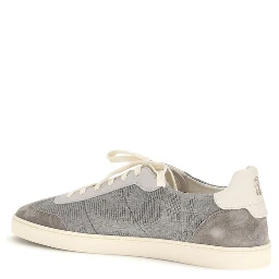 Gray Calf Leather Bos Taurus Low Top Sneakers