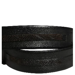 Black Leather Gold Metal Buckle Waist Women Belt