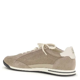 Beige Calf Leather Bos Taurus Low Top Sneakers
