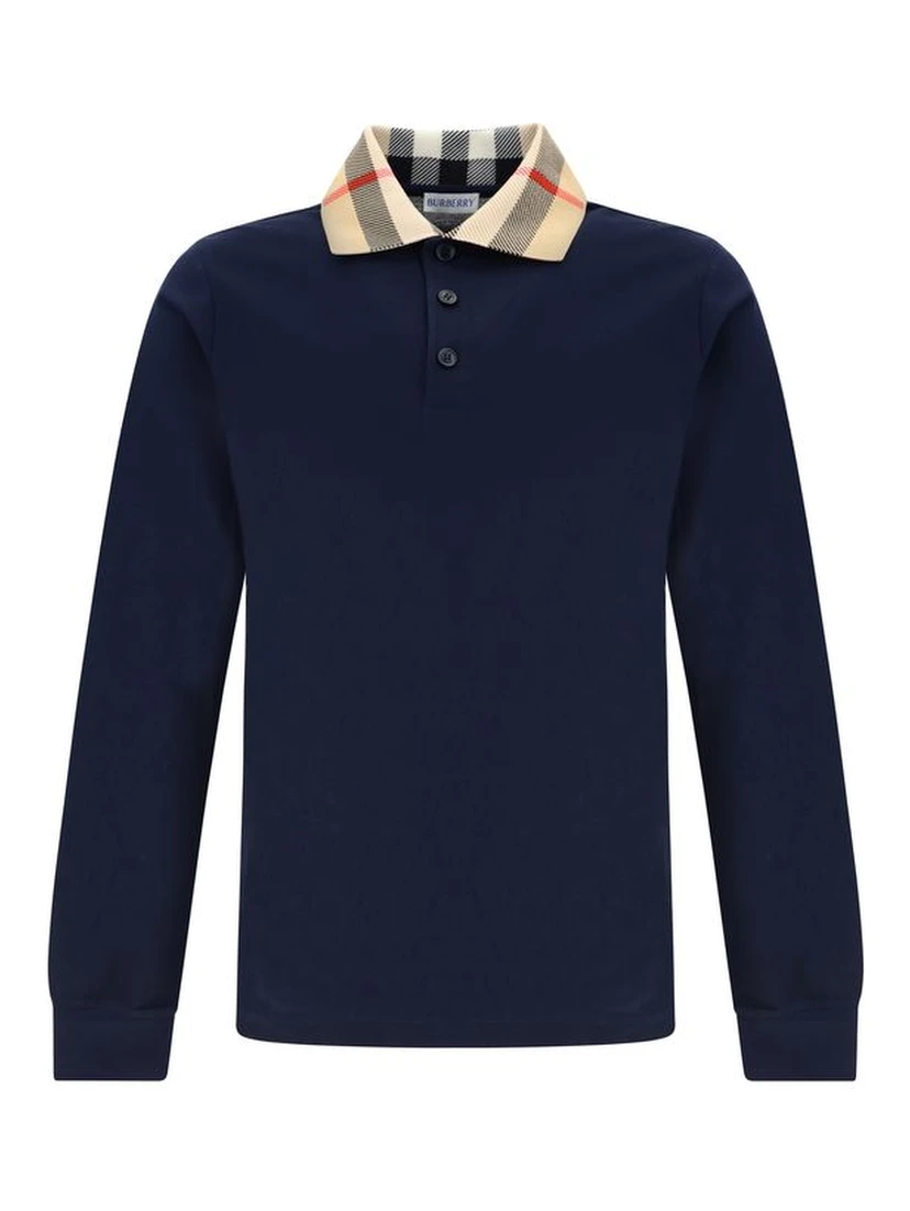 Blue Cotton Polo Shirt