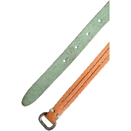 Brown Leather Silver Tone Buckle Waist Belt