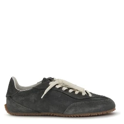 Gray Calf Leather Bos Taurus Low Top Sneakers