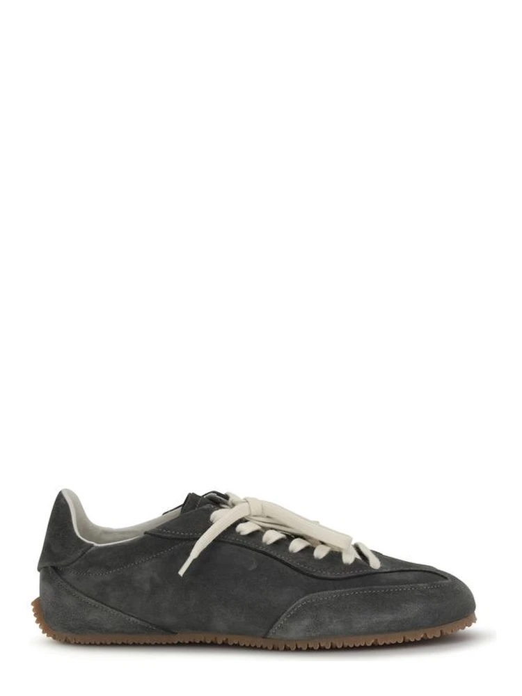 Gray Calf Leather Bos Taurus Low Top Sneakers
