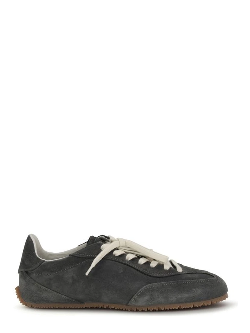 Gray Calf Leather Bos Taurus Low Top Sneakers