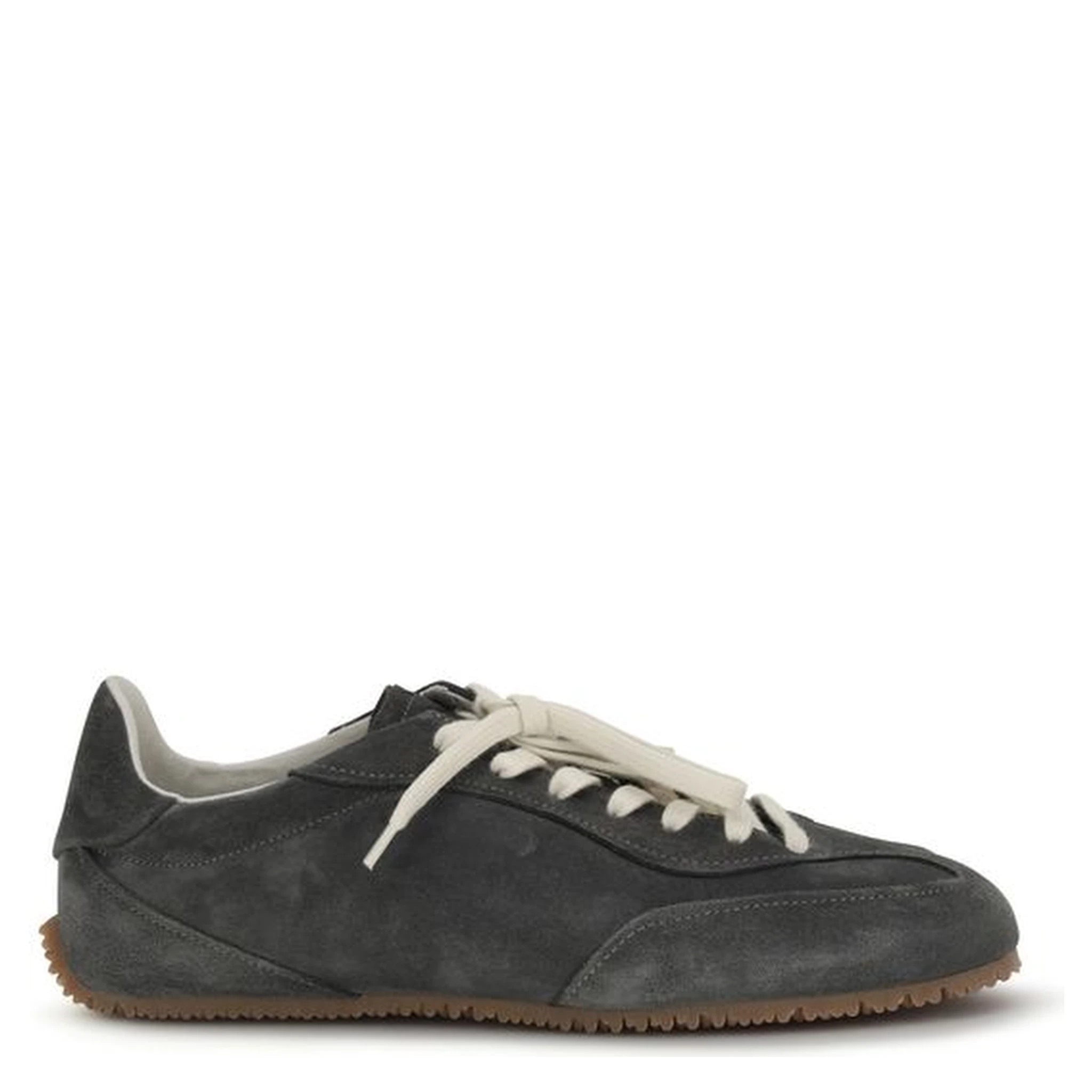 Gray Calf Leather Bos Taurus Low Top Sneakers