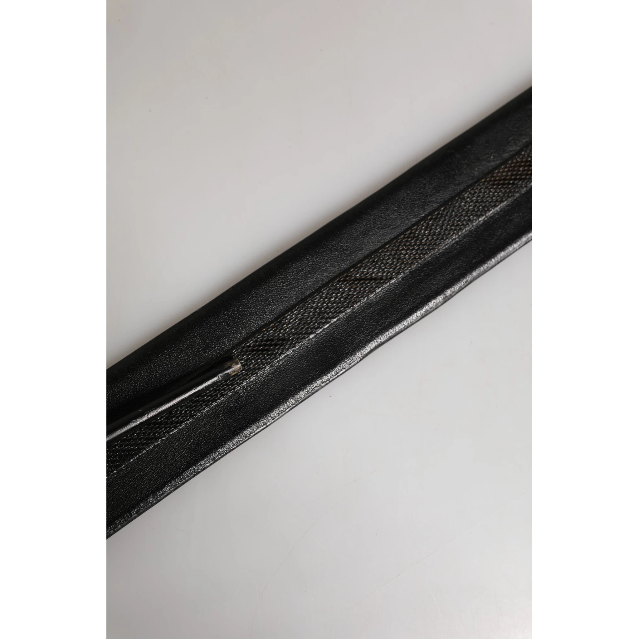 Black Leather Gold Metal Buckle Waist Women Belt