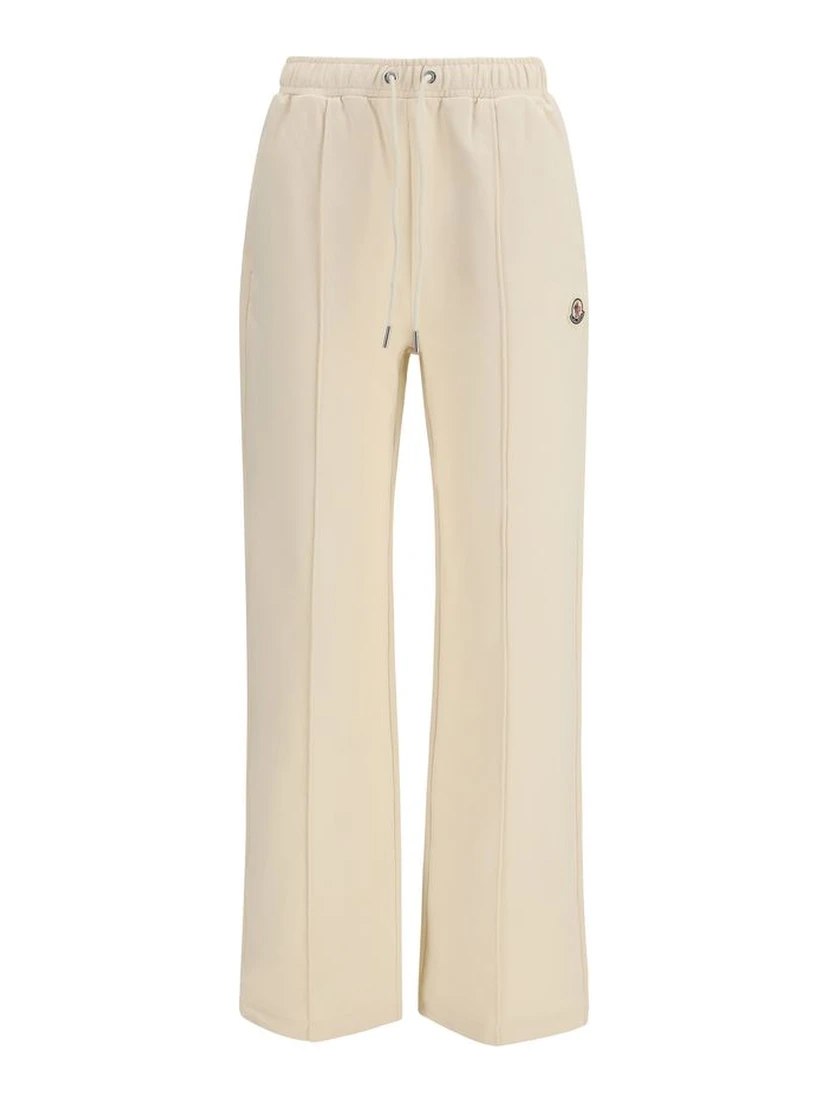 Beige Cotton Athletic Pants