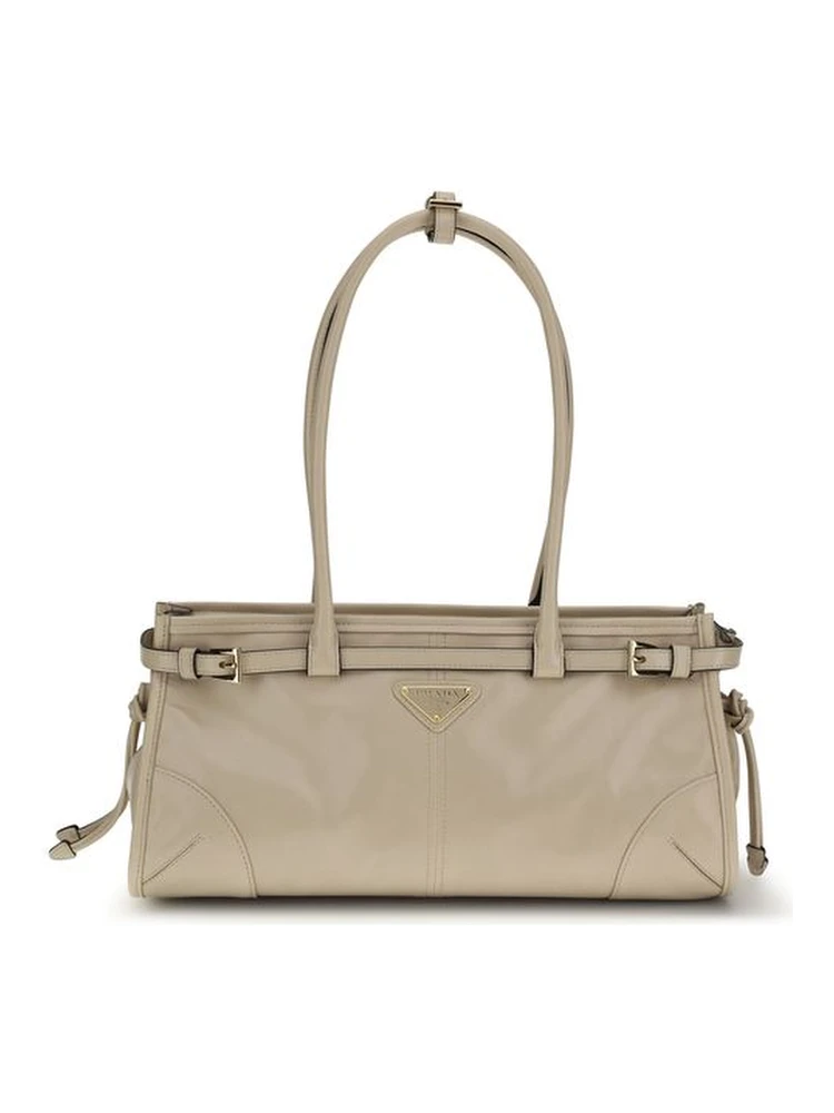 Beige Calf Leather Bos Taurus Shoulder Bag