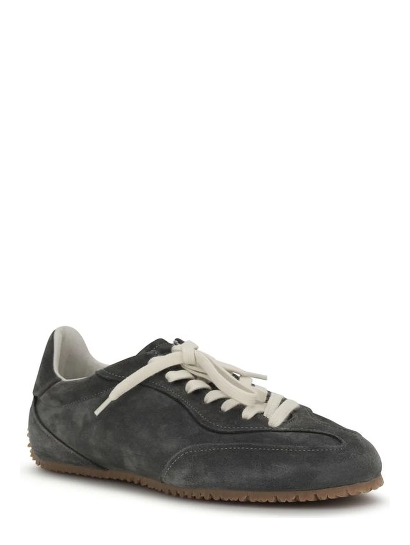 Gray Calf Leather Bos Taurus Low Top Sneakers