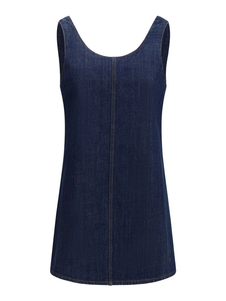 Blue Cotton Casual Dress