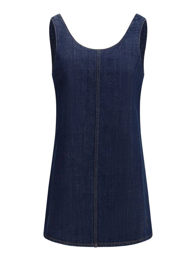Blue Cotton Casual Dress