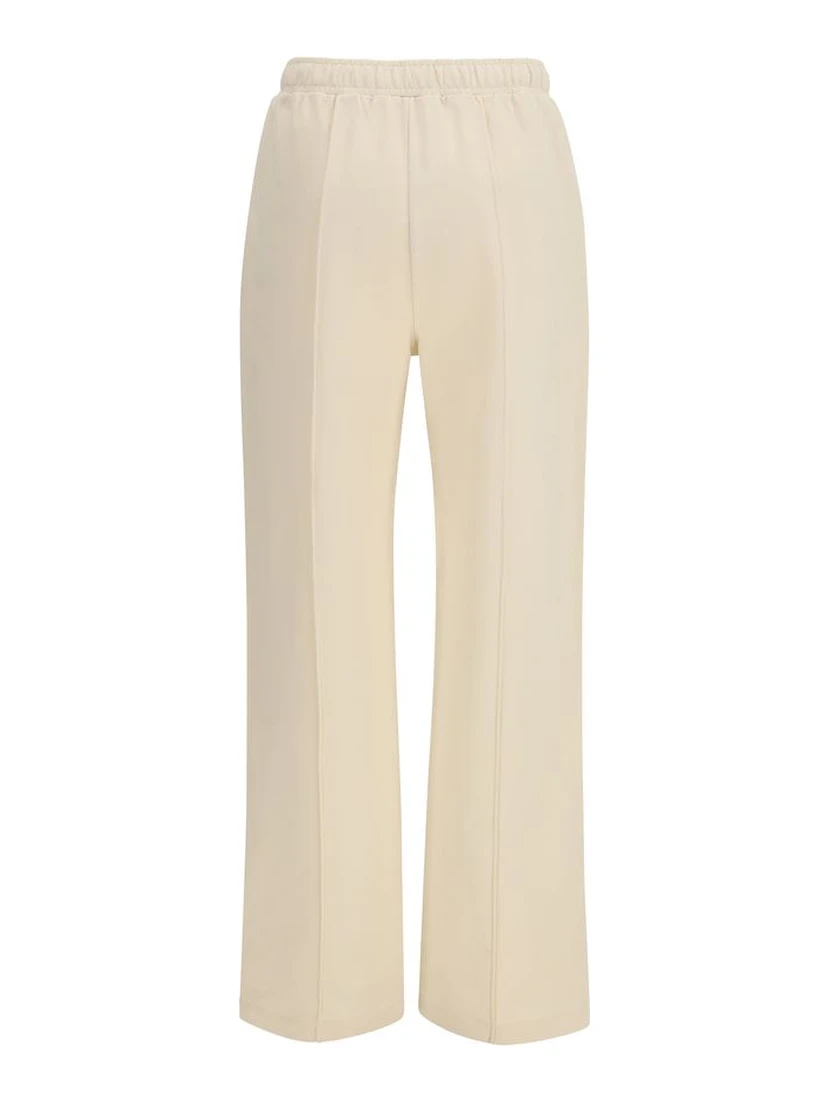 Beige Cotton Athletic Pants