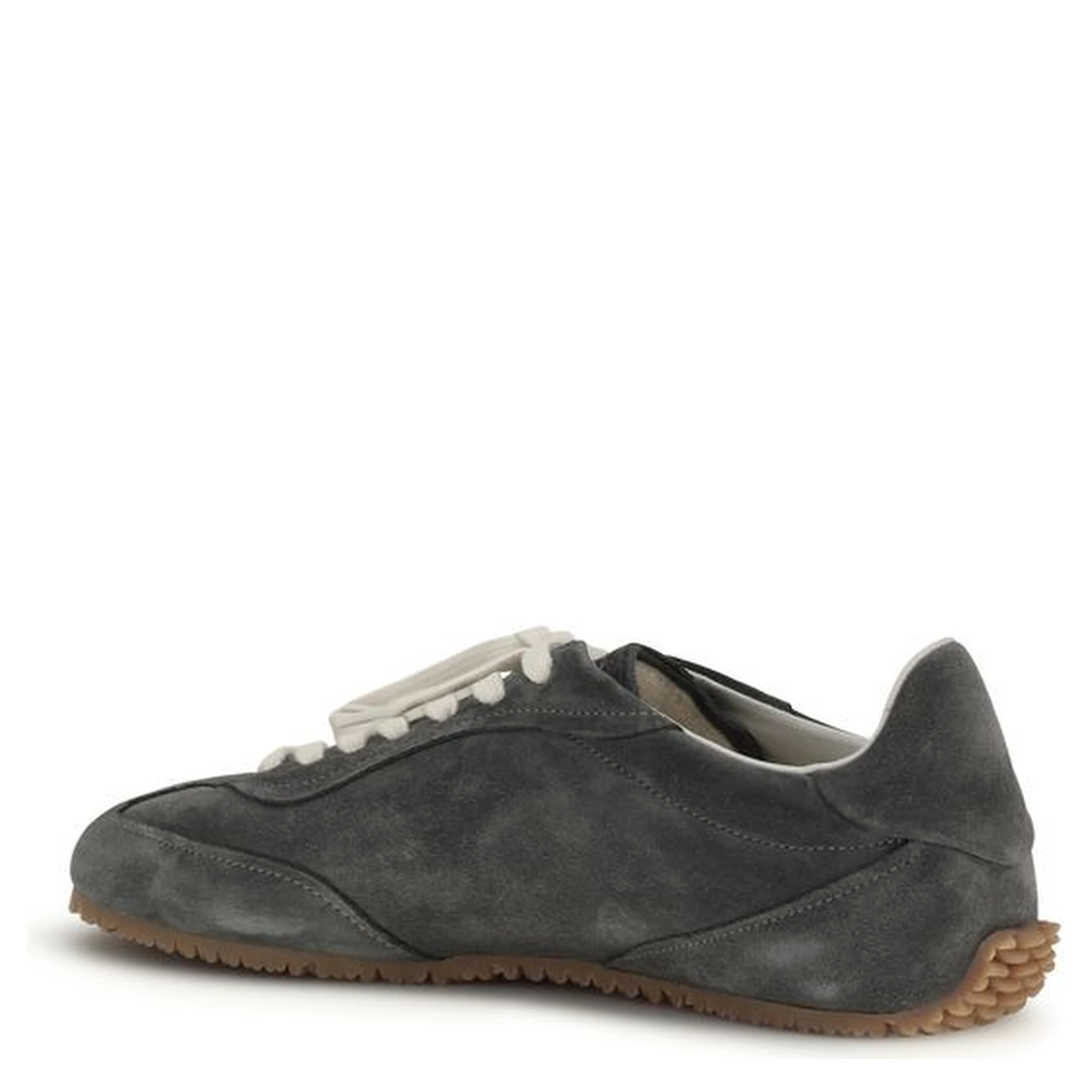 Gray Calf Leather Bos Taurus Low Top Sneakers