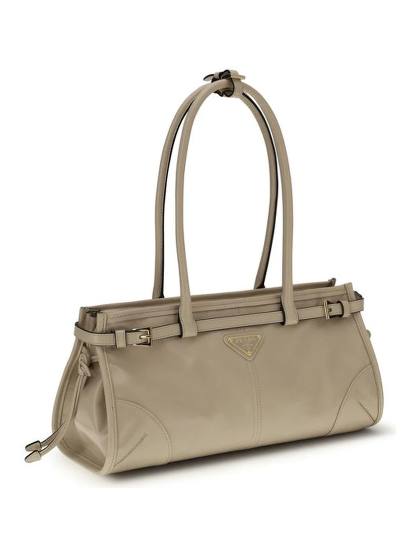 Beige Calf Leather Bos Taurus Shoulder Bag