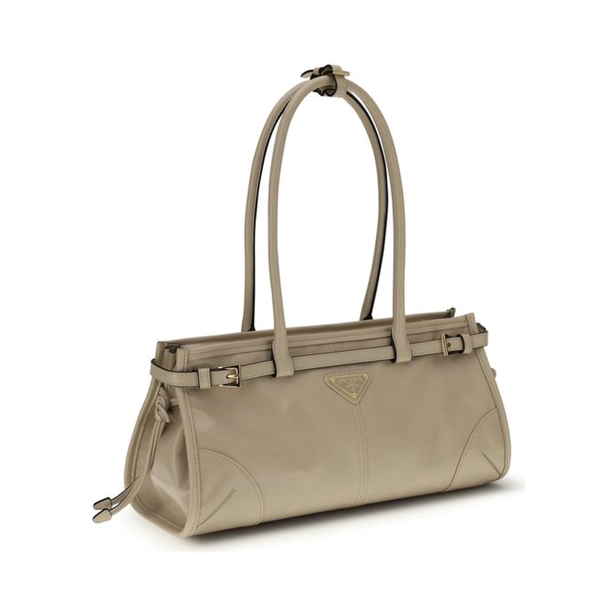 Beige Calf Leather Bos Taurus Shoulder Bag