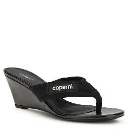 Black Polyamide Wedge Sandals