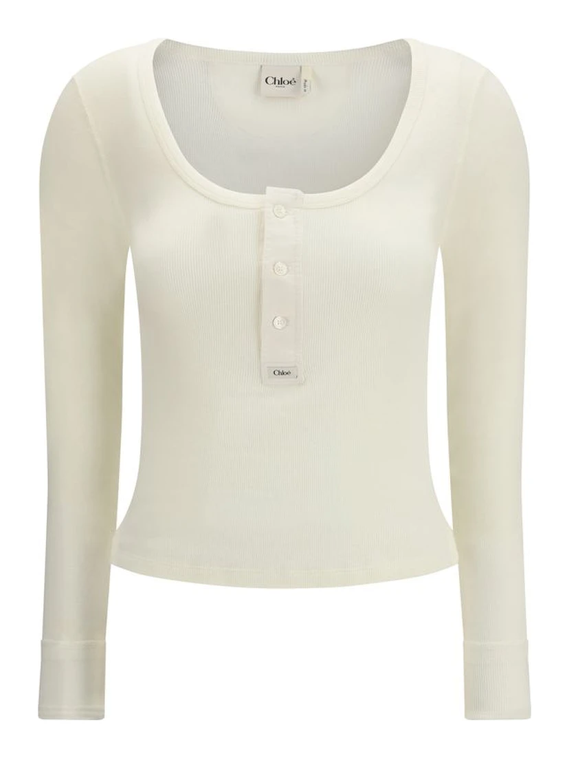 White Cotton Long Sleeve T-Shirt