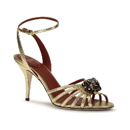 صندل بوس توروس ذو الكعب العالي من جلد العجل الذهبي