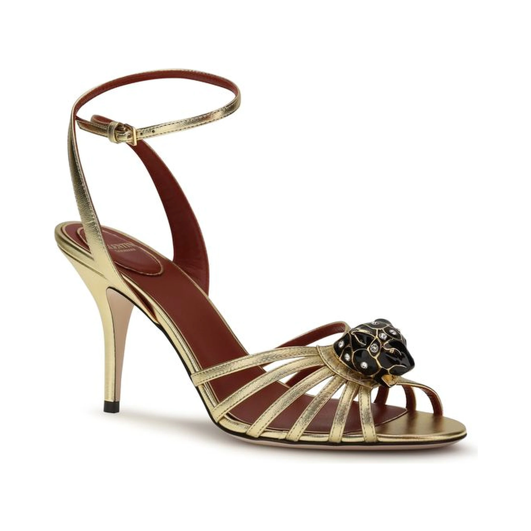 صندل بوس توروس ذو الكعب العالي من جلد العجل الذهبي