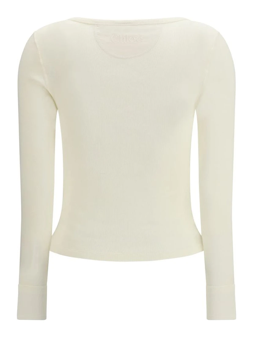 White Cotton Long Sleeve T-Shirt