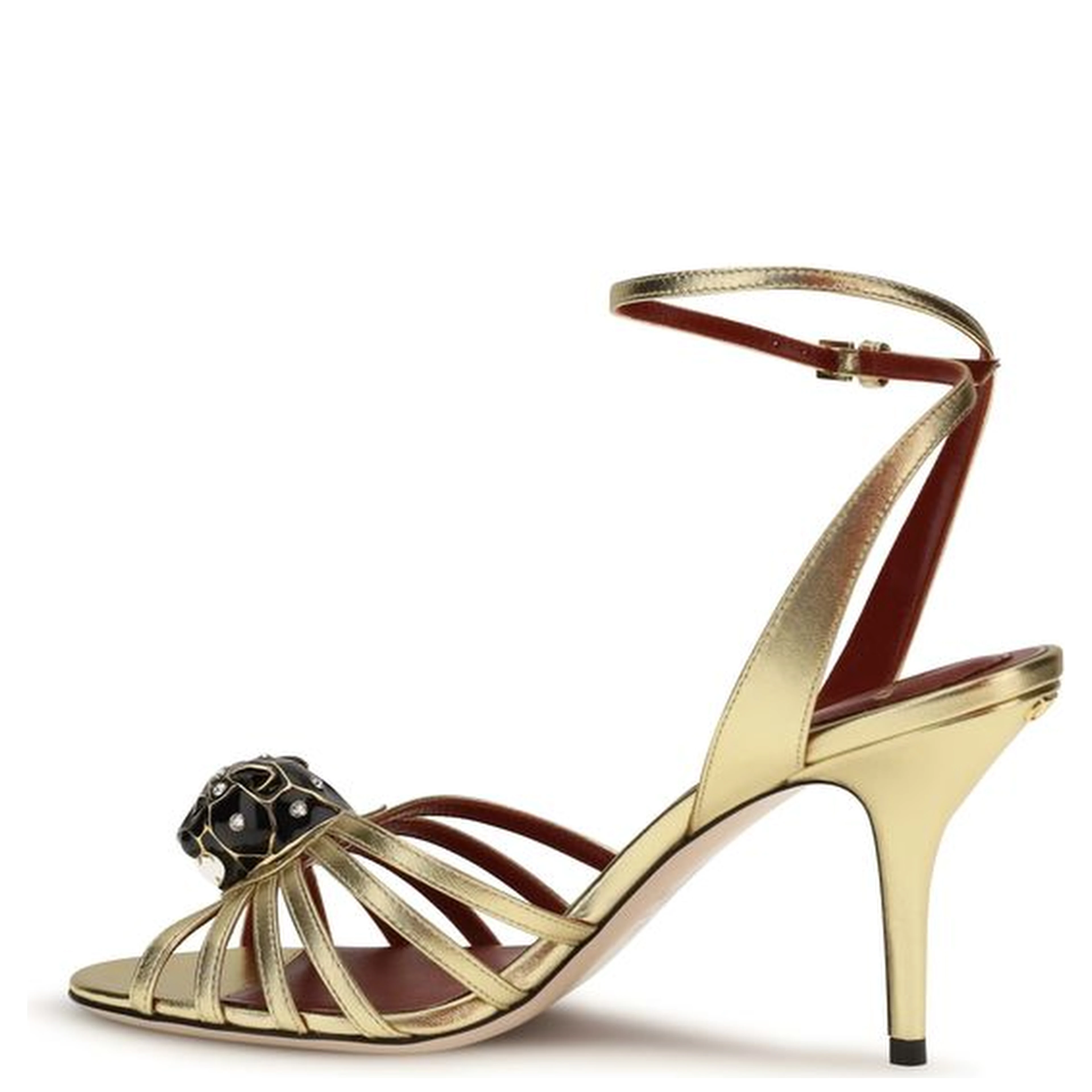 Gold Calf Leather Bos Taurus Stiletto Heel Sandals