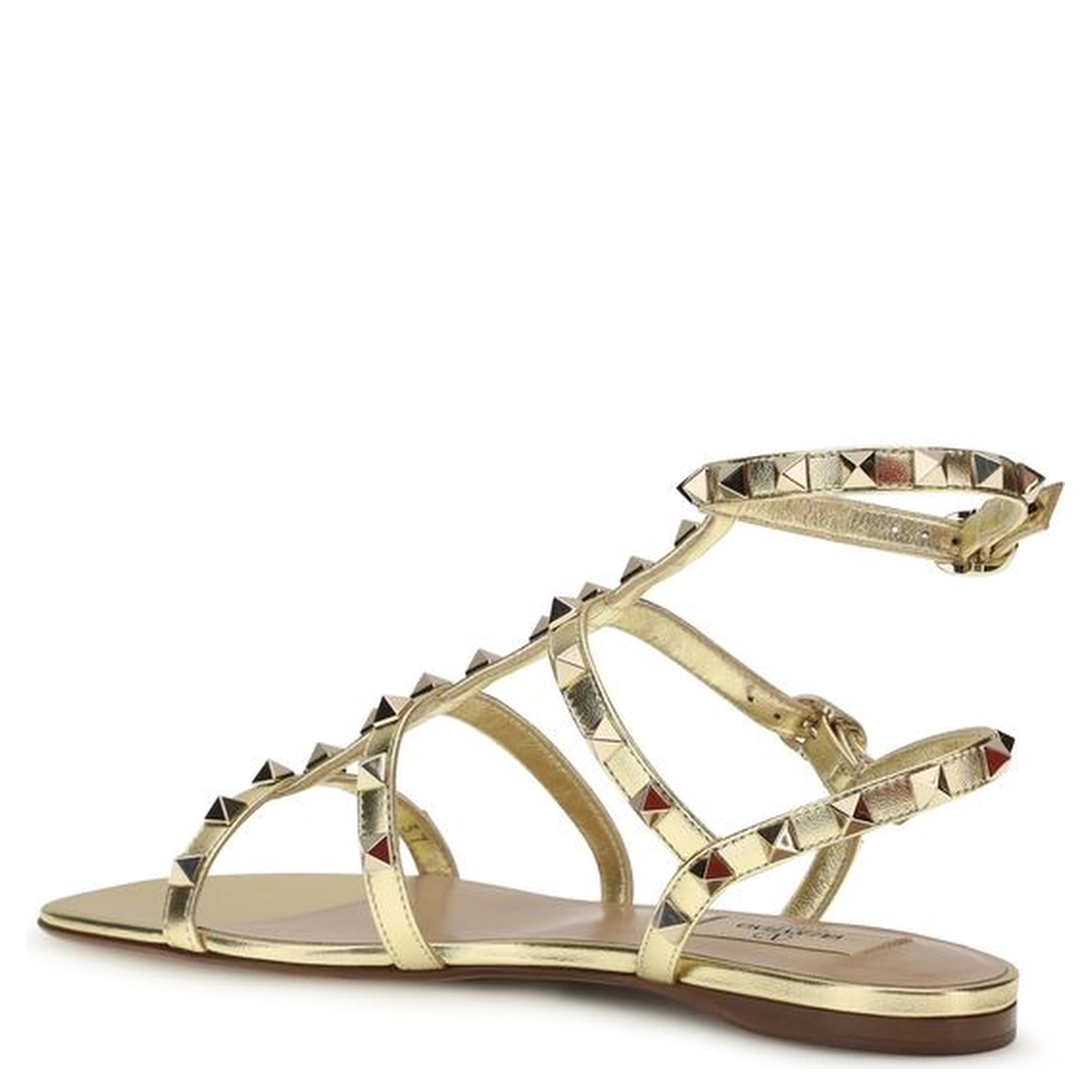 Gold Calf Leather Bos Taurus Flat Sandals