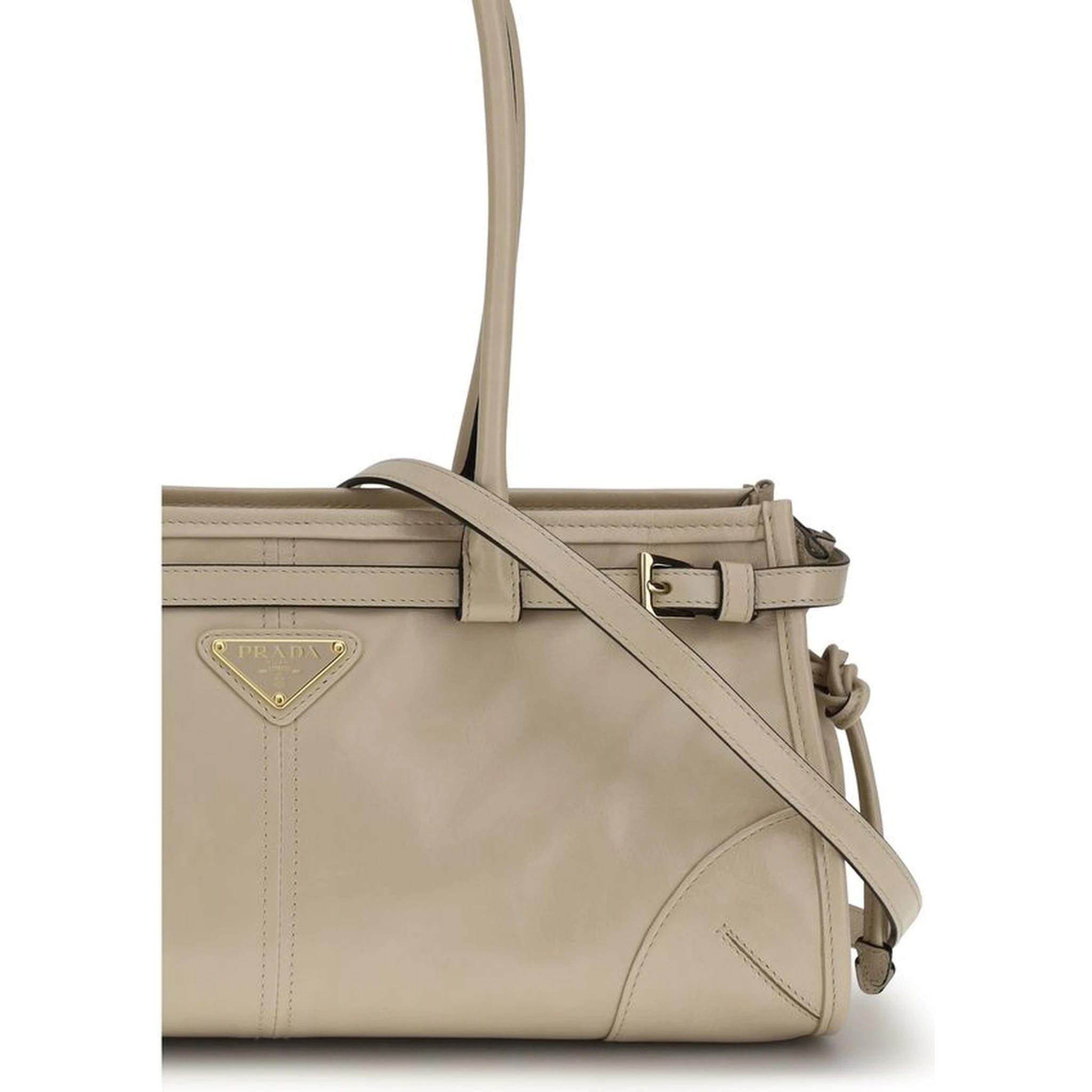 Beige Calf Leather Bos Taurus Shoulder Bag
