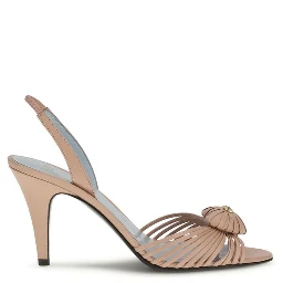 صندل بكعب ستيليتو من جلد العجل البيج من بوس توروس