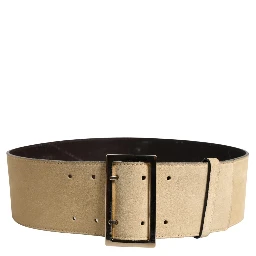 Beige Suede Leather Silver Metal Buckle Belt