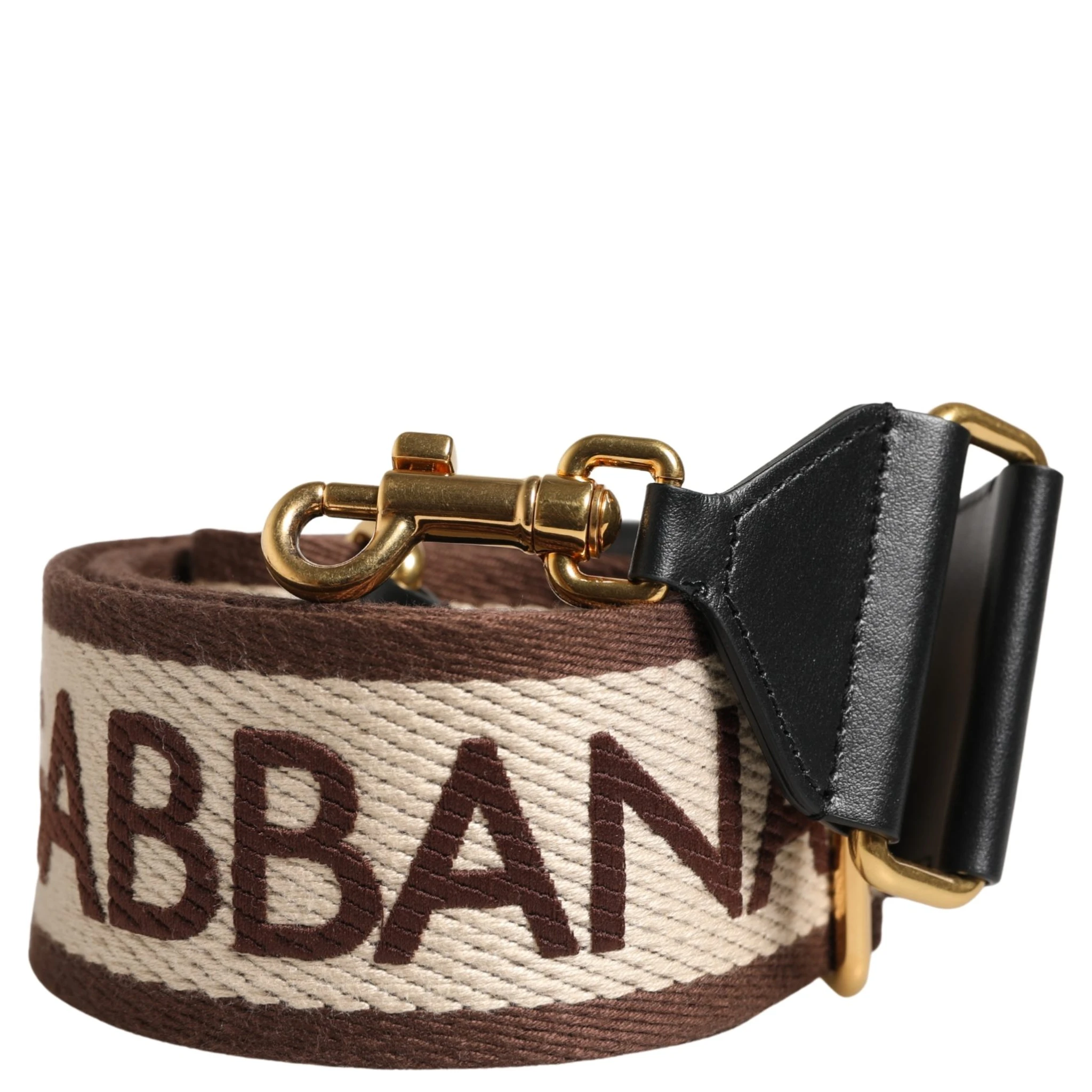 Beige Logo Print Gold Brass Bag Accessory Shoulder Strap