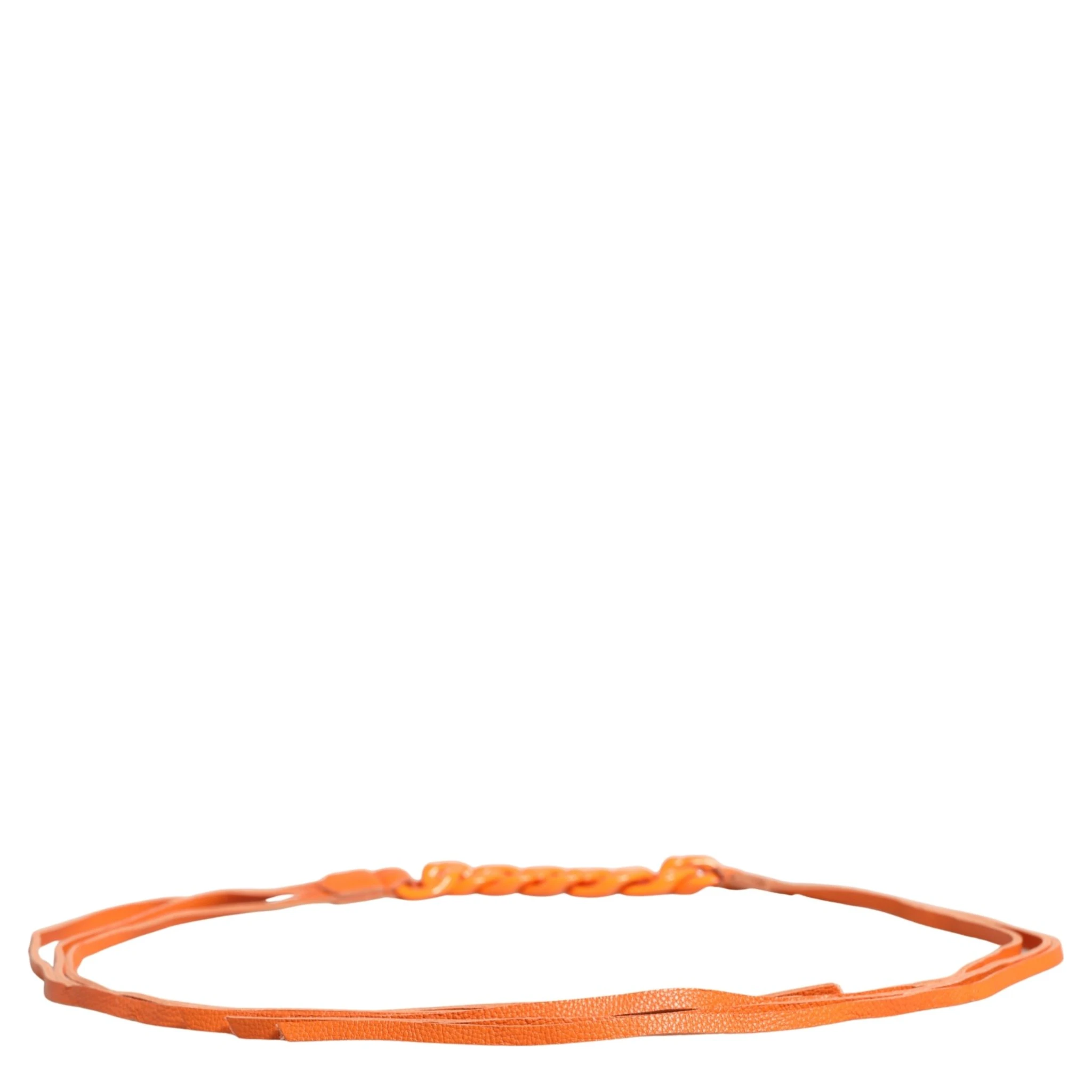 Orange Leather Chain Waist Metal Buckle Belt