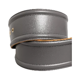Gray Genuine Leather Square Silver Metal Buckle Belt