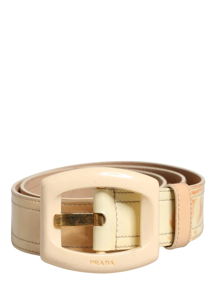 Beige Leather Logo Wide Waist Women Square Buckle Belt alternative