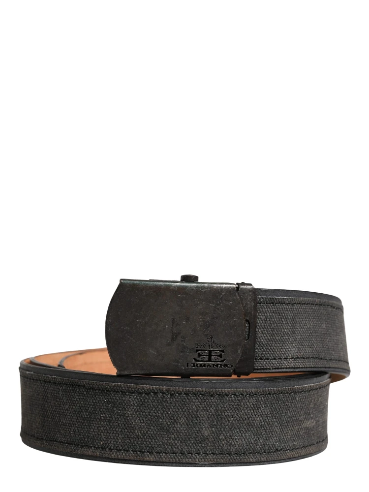 Black Leather Cotton Logo Metal Buckle Belt alternative
