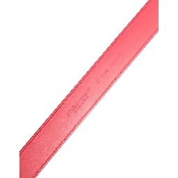 حزام من جلد العجل الوردي مع مشبك معدني فضي