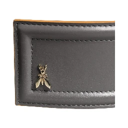 Gray Genuine Leather Square Silver Metal Buckle Belt