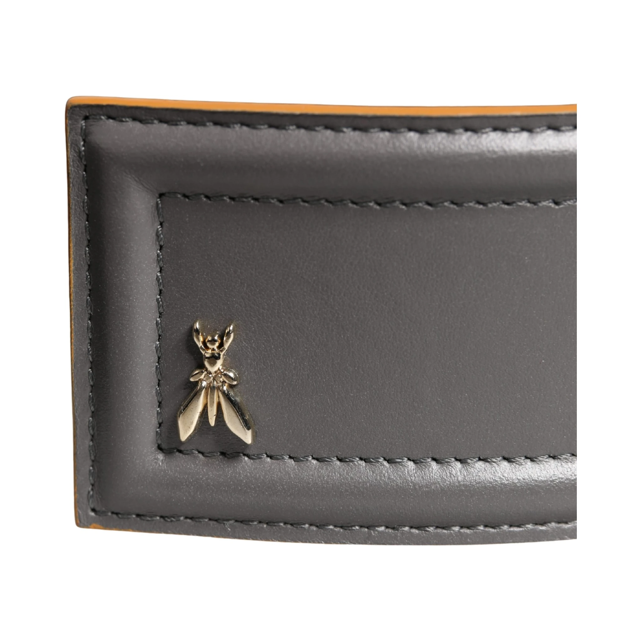 Gray Genuine Leather Square Silver Metal Buckle Belt