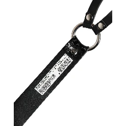 حزام من الجلد الأسود الفاخر مع مشبك معدني فضي