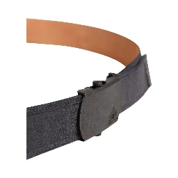 Black Wool Cotton Logo Metal Buckle Belt