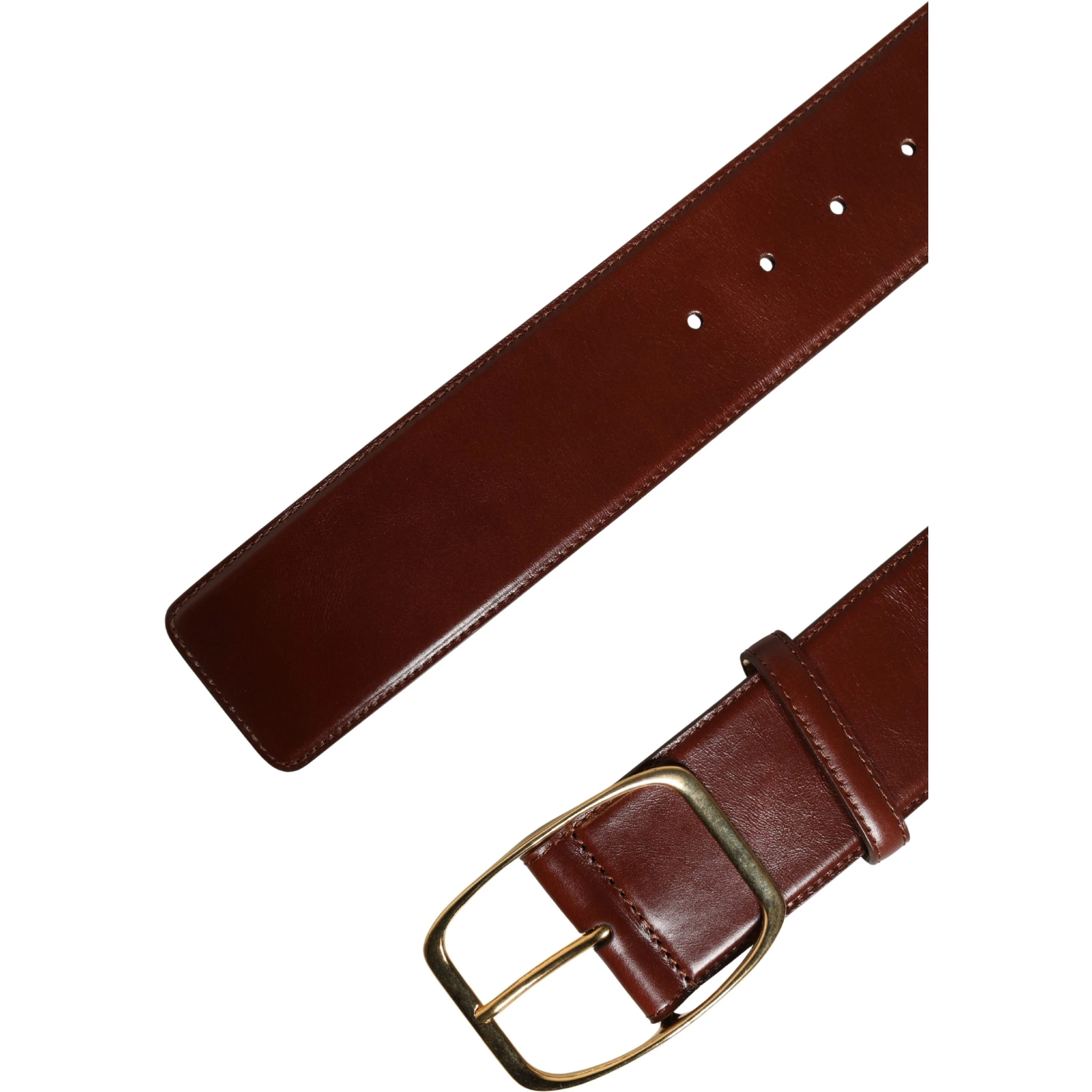 Brown Leather Waist Gold Metal Buckle Belt