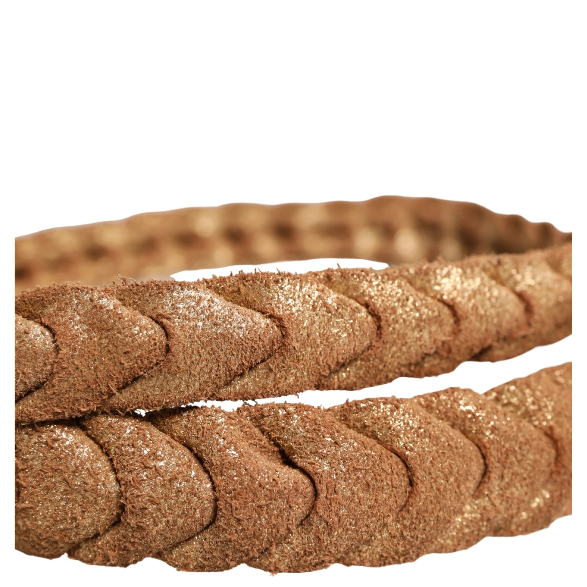 Brown Leather Braided Metal Buckle Belt